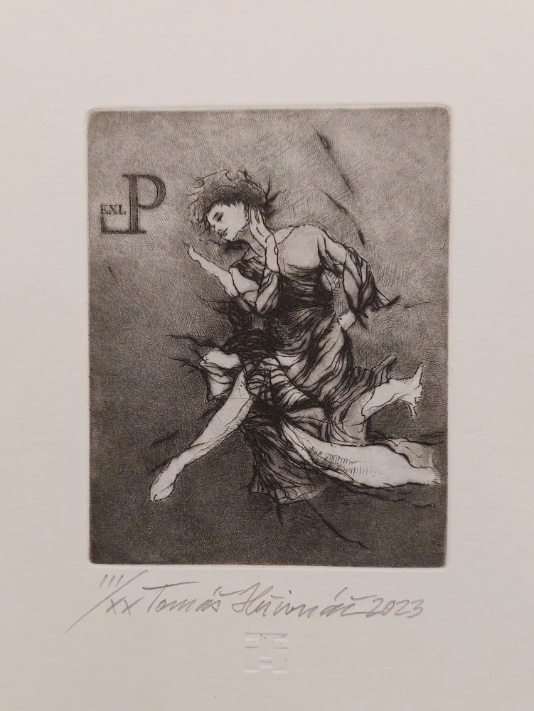 Hřivnáč Tomáš: Múza (Exlibris)