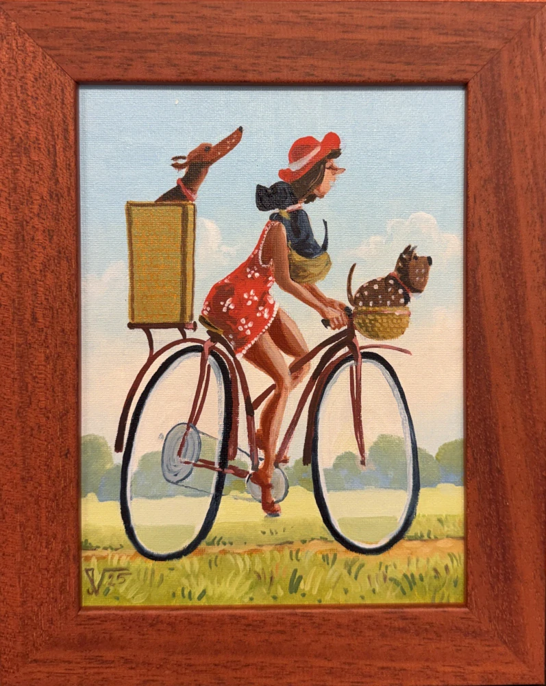 Vidlák Jiří: Paní cyklistka s mazlíky