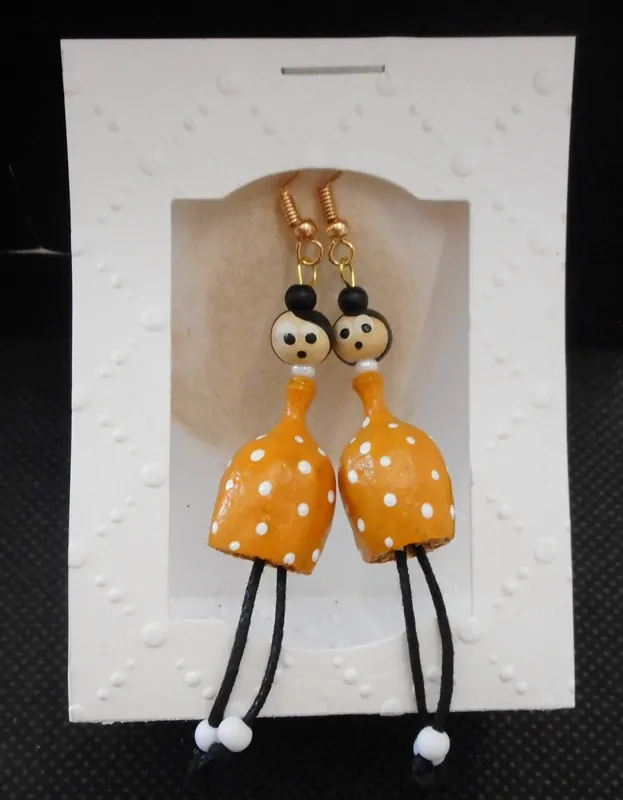 Halířová Dita: Náušnice makovice - žluté s puntíky