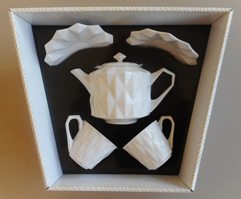 GOLDFINGER porcelán: Čajový designový set Diamond White