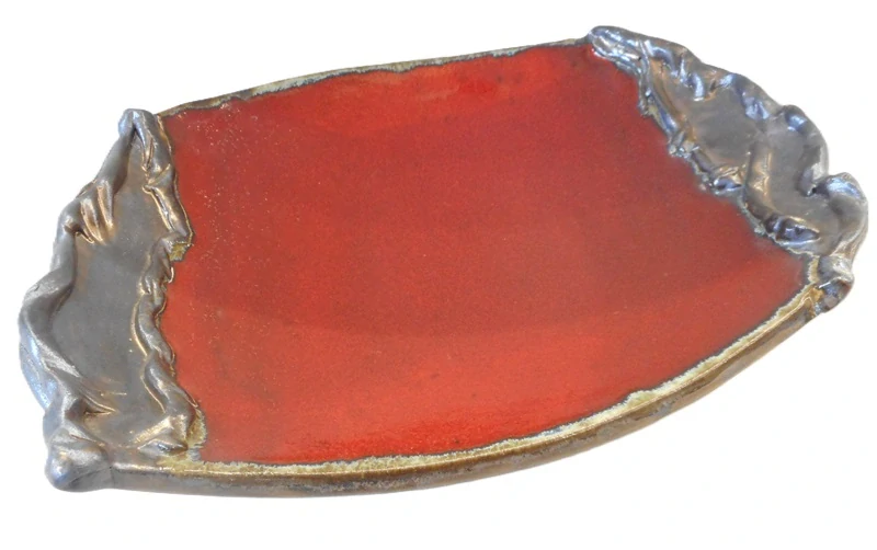 Bašková Štěpánka: Tác velký červený - ozdobný