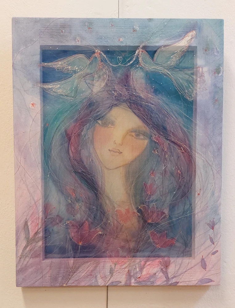 Dostálková Dita: Víla s holubičkami (dvojitý obraz)