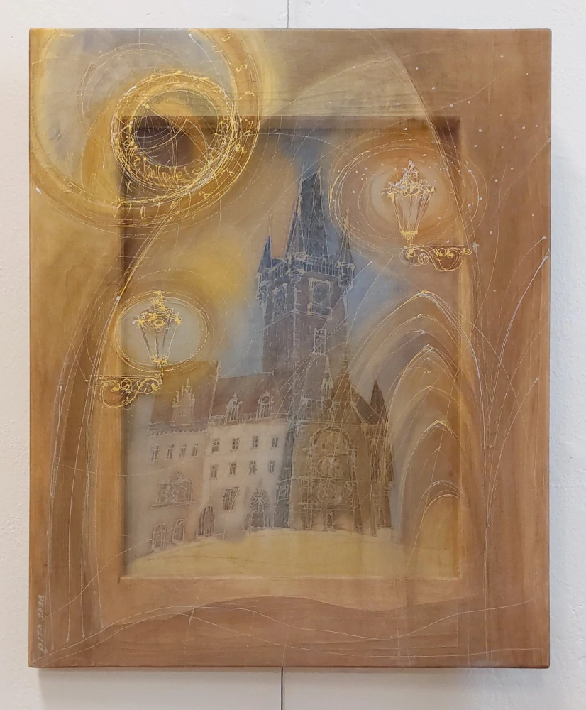 Dostálková Dita: Praha - Orloj (dvojitý obraz)