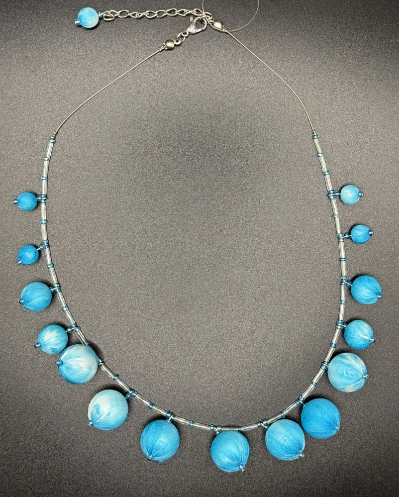 Ammerová Bohumila: Náhrdelník kuličky visací - modré