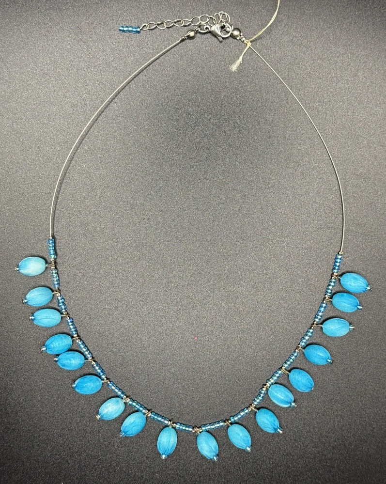 Ammerová Bohumila: Náhrdelník oválky visací - modré