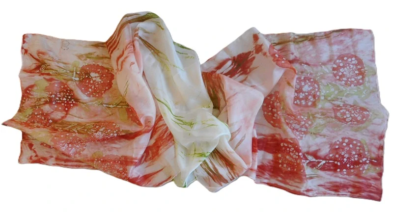 Horová Růžena: Šála hedvábná (cihlová-olivová)