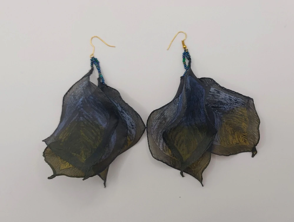 "Ruckl" Knoblochová Zuzana: Náušnice - Listy (modro-zelené)