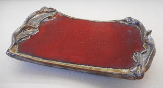 Bašková Štěpánka: Tác menší červený - ozdobný