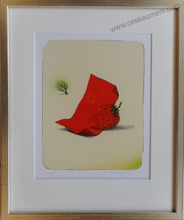 Velčovský Josef: RÁM - Červená jahoda na červeném talíři