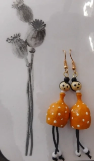 Halířová Dita: Náušnice makovice - žluté s puntíky