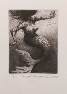 Hřivnáč Tomáš: Mořská panna (Exlibris)