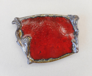 Bašková Štěpánka: Svícen - tácek červený - ozdobný