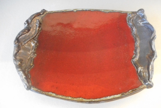 Bašková Štěpánka: Tác velký červený - ozdobný