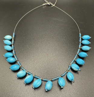 Ammerová Bohumila: Náhrdelník oválky visací - modré