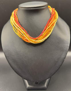 Ammerová Bohumila: Náhrdelník šňůrky - žluto/oranžovo/červený
