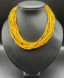Ammerová Bohumila: Náhrdelník šňůrky - žlutý s korálky 