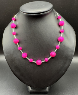 Ammerová Bohumila: Náhrdelník kuličky - svítivě růžové