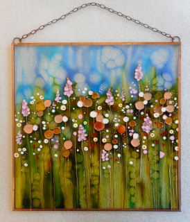 Škrancová Ivana: Rozkvetlá louka - vitráž