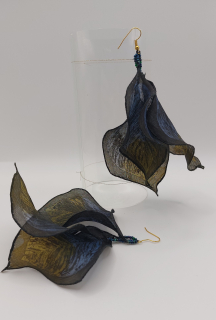 "Ruckl" Knoblochová Zuzana: Náušnice - Listy (modro-zelené)