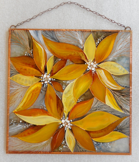 Škrancová Ivana: Žluté květy - vitráž