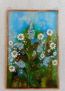 Škrancová Ivana: Pomněnky a kopretiny - vitráž