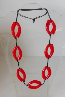 Brodská Vladimíra: Náhrdelník dlouhý červený dvojitý