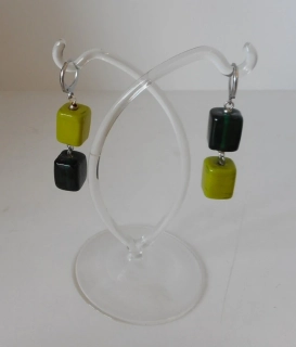 Brodská Vladimíra: Náušnice čtverečky zelené