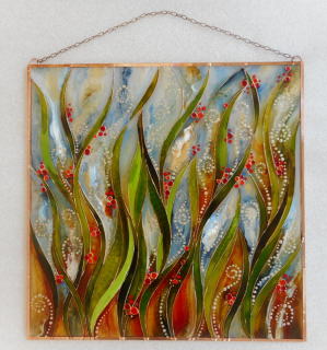 Škrancová Ivana: Rozkvetlé traviny - vitráž