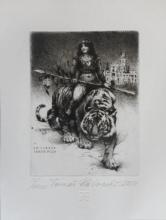 Hřivnáč Tomáš: Dívka s tygrem (Ex libris)