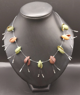 Ammerová Bohumila: Náhrdelník pistácie - oranžovo-zeleno-hnědý