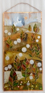 Škrancová Ivana: Krajina se stromy - vitráž