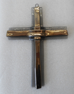 Kaufman Robert: Kříž stříbrný skleněný na stěnu