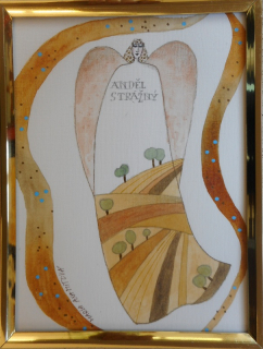 Axamitová Maria: Anděl strážný (zlatý rámeček)