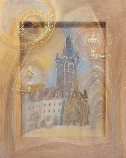 Dostálková Dita: Praha - Orloj (dvojitý obraz)